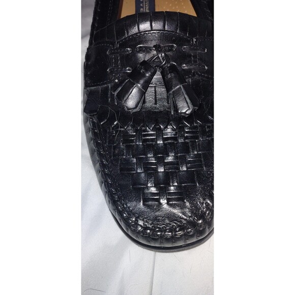 EUC Sz 10 W Giorgio Brutini Le Glove Black Leather Tassel Loafers Men's - Picture 3 of 7